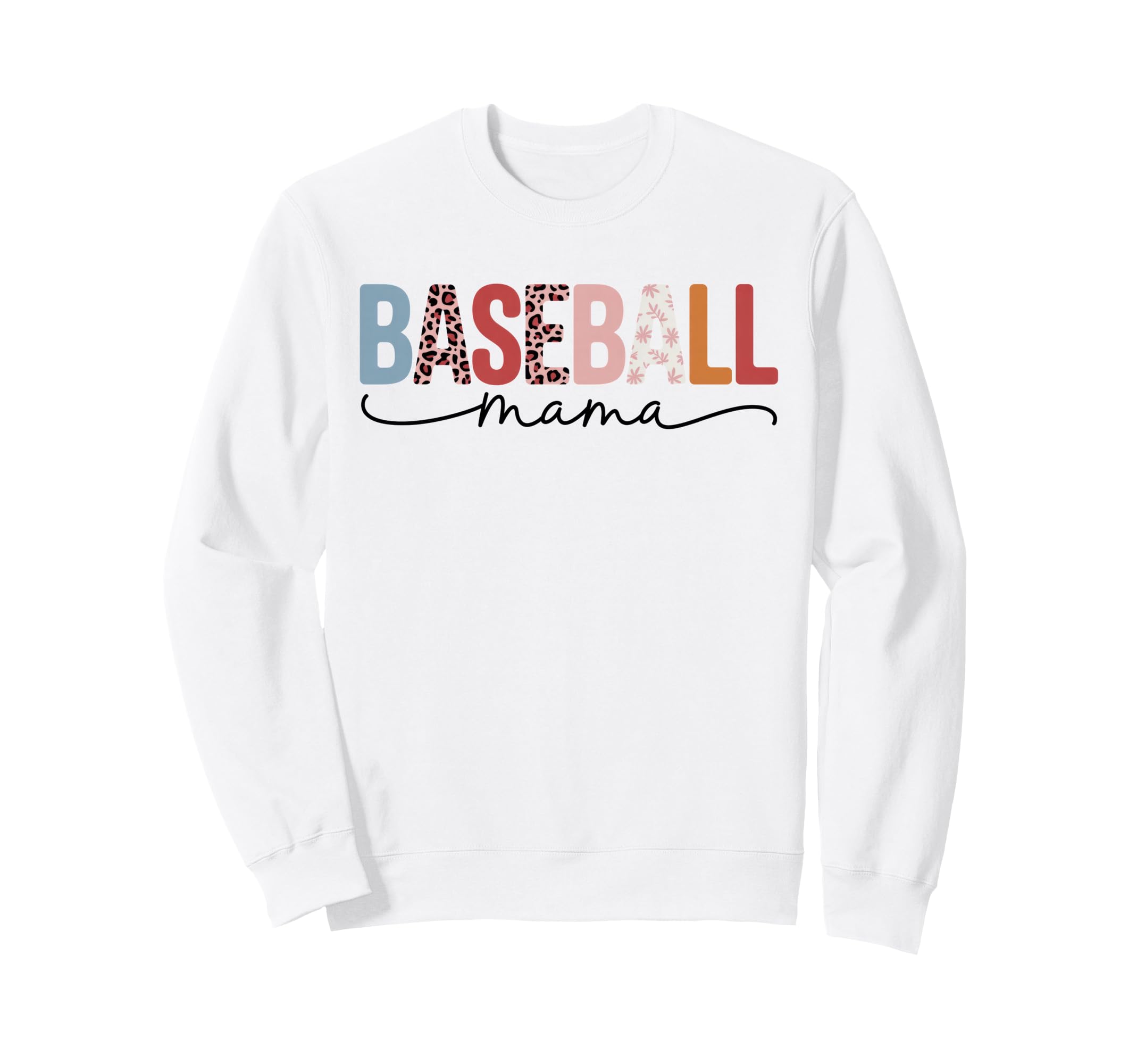 Baseball Mama Leopard Floral Ball Sweatshirt - Minimalist Print Men Women - T-Shirt, Sweatshirt, Hoodie