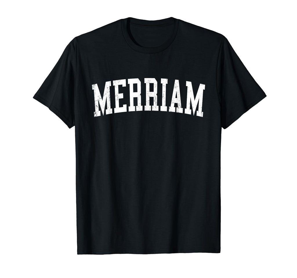 Merriam Ks Distressed White Varsity T-Shirt - Minimalist Print Men Women - T-Shirt, Sweatshirt, Hoodie