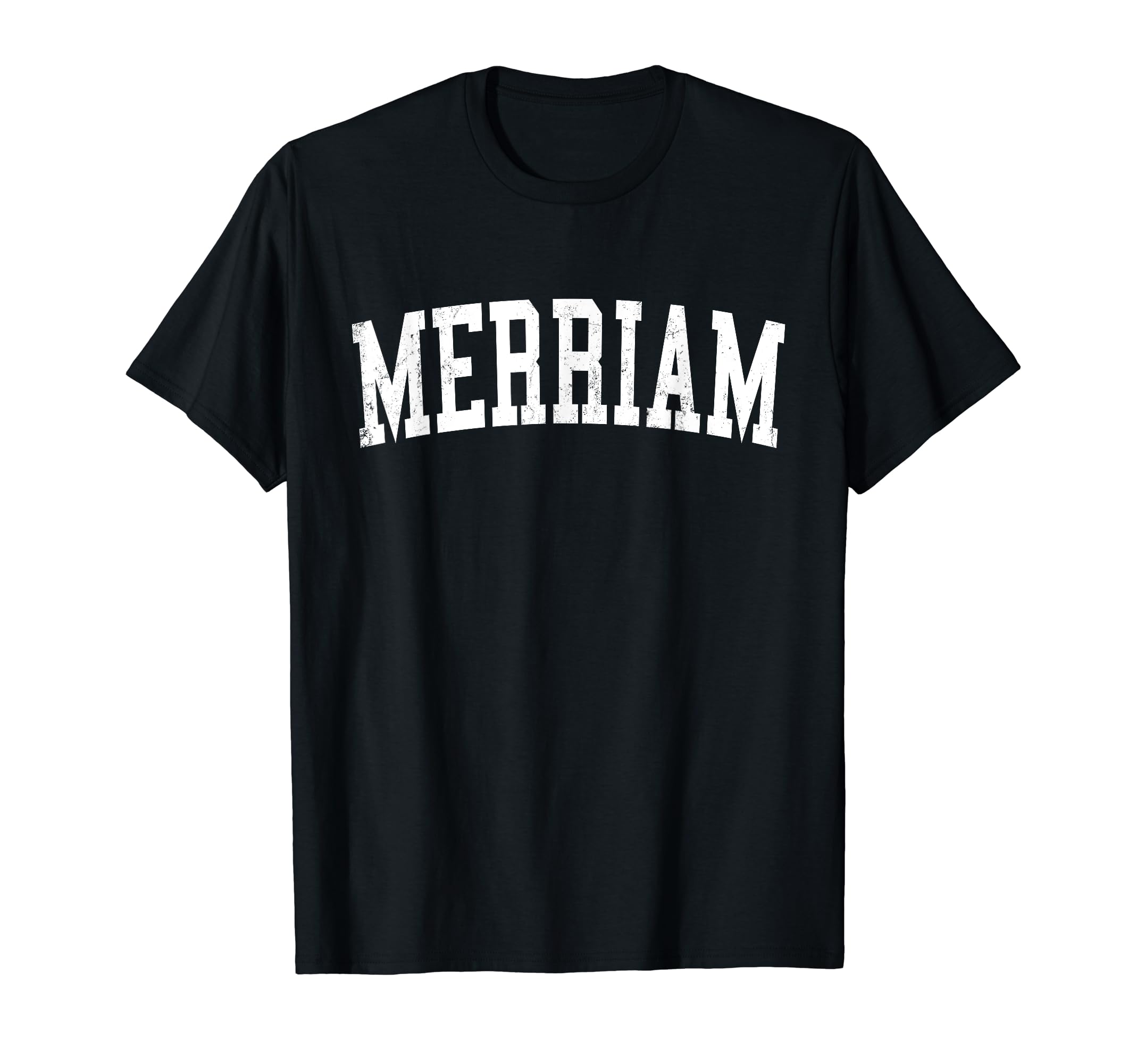 Merriam Ks Distressed White Varsity T-Shirt - Minimalist Print Men Women - T-Shirt, Sweatshirt, Hoodie
