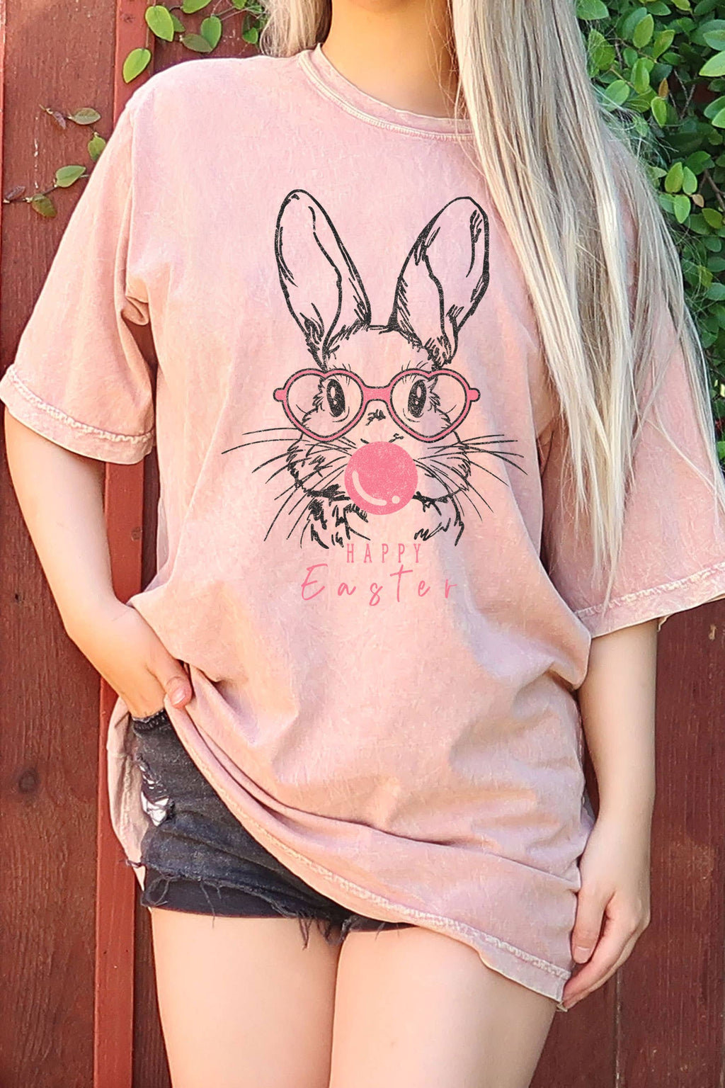 Happy Easter Rabbit Oversize Mineral Graphic - Adult & Kids T-Shirts, Sweatshirts & Hoodies apparel design preview 1