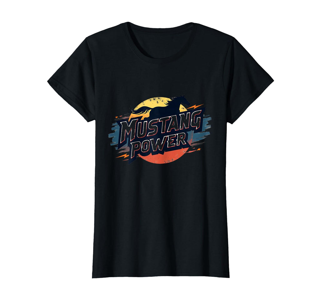 Mustang Power School Spirit Sunset T-Shirt - Fun Novelty Design Unisex - T-Shirt, Sweatshirt, Hoodie
