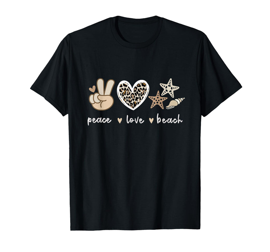 Leopard Peace Love Beach Summer T-Shirt - Fun Novelty Design for Adults - T-Shirt, Sweatshirt, Hoodie