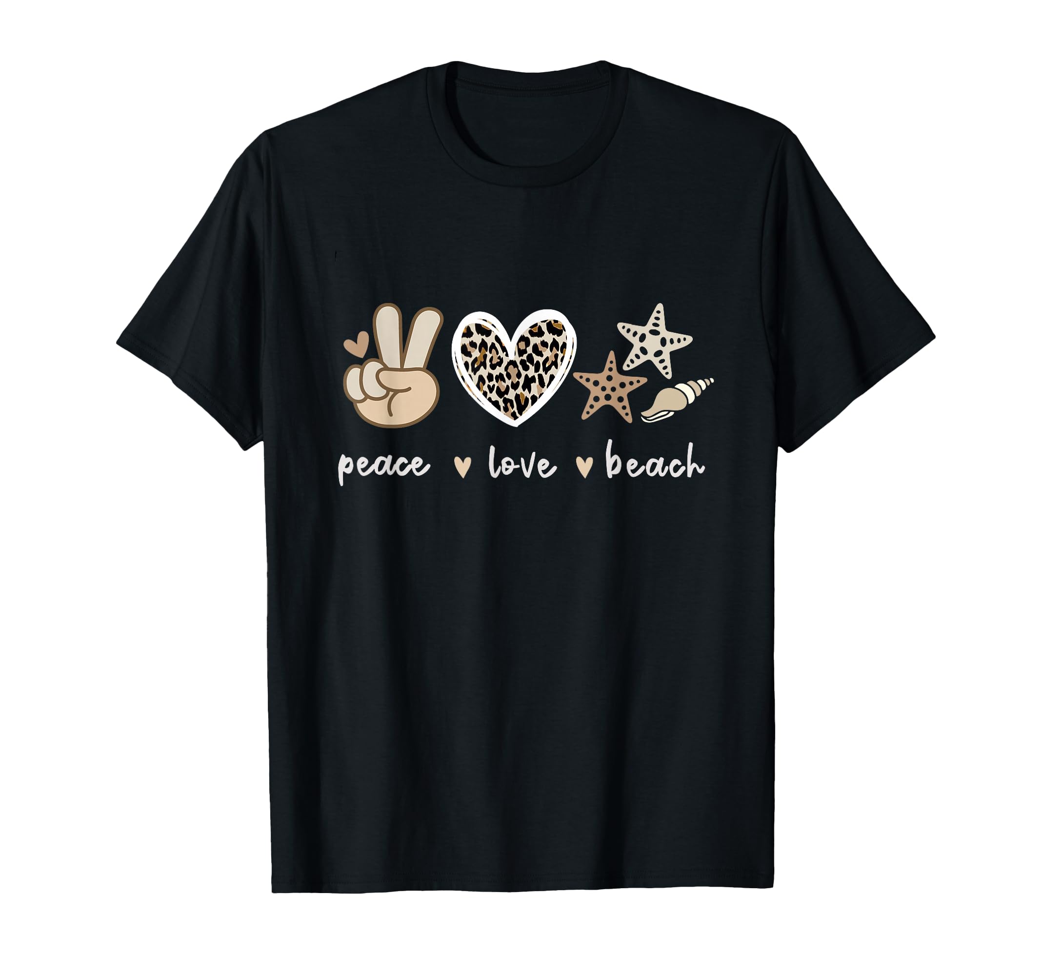Leopard Peace Love Beach Summer T-Shirt - Fun Novelty Design for Adults - T-Shirt, Sweatshirt, Hoodie
