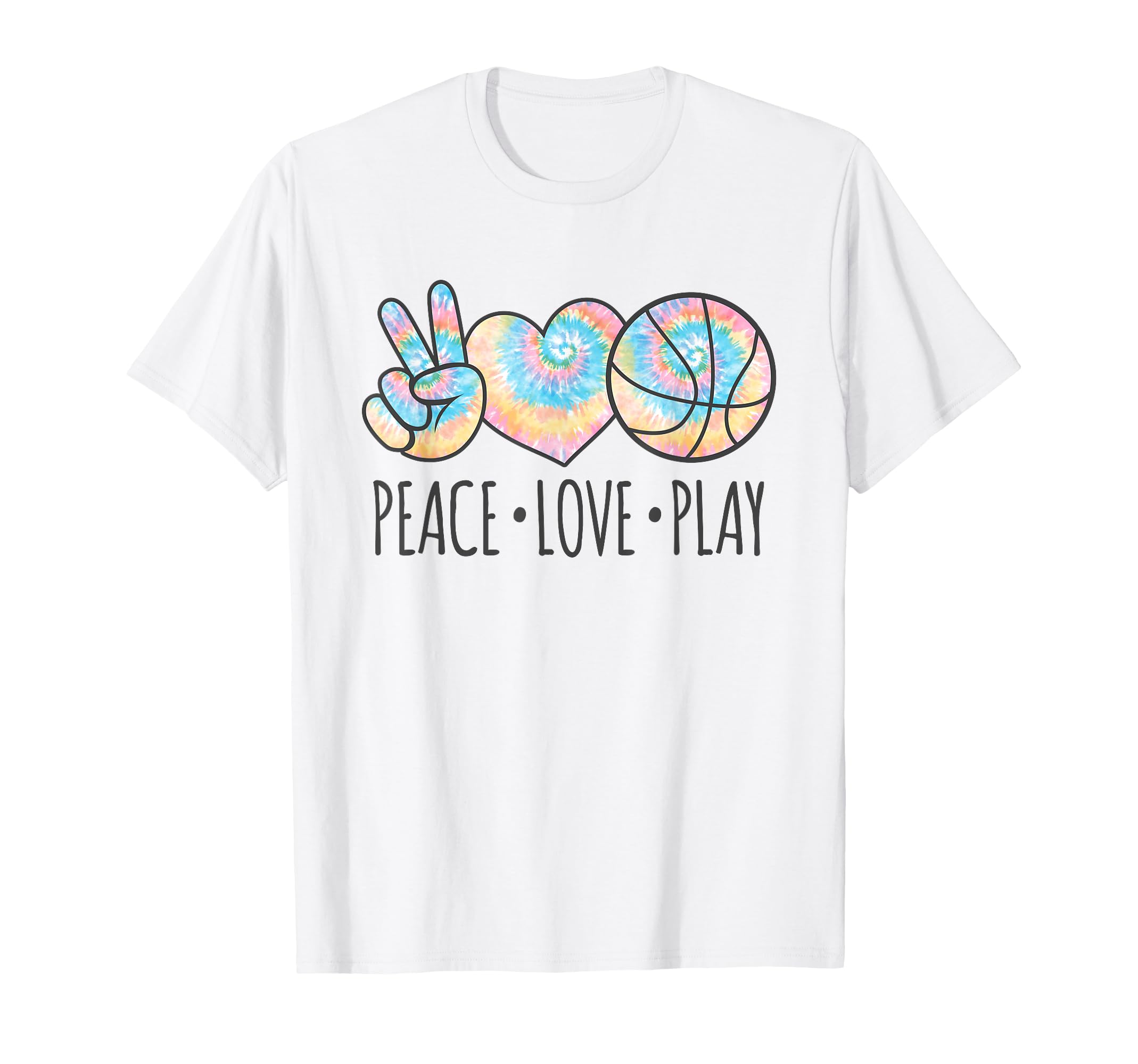 Tie Dye Basketball Teen Peace Love Play T-Shirt - Graphic Print Men Women - T-Shirt, Sweatshirt, Hoodie