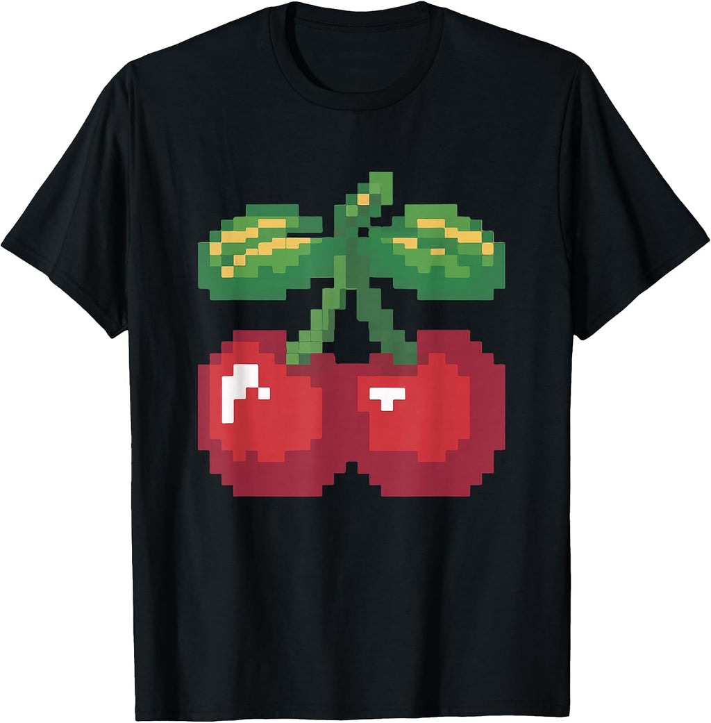 Retro 8-bit Gamers Pixel Art Cherries Fruit - Adult & Kids T-Shirts, Sweatshirts & Hoodies apparel design preview 1