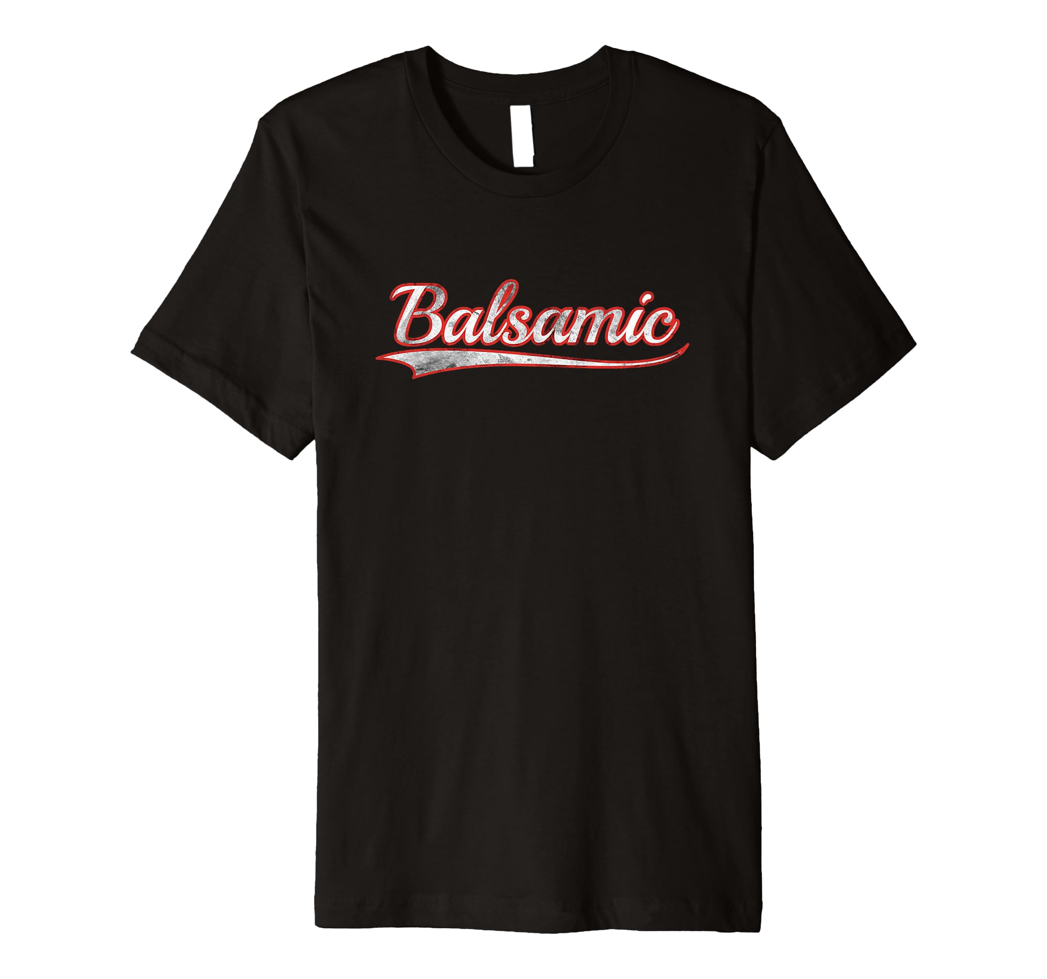 Balsamic Varsity Distressed Throwback T-Shirt - Minimalist Print for Adults - T-Shirt, Sweatshirt, Hoodie