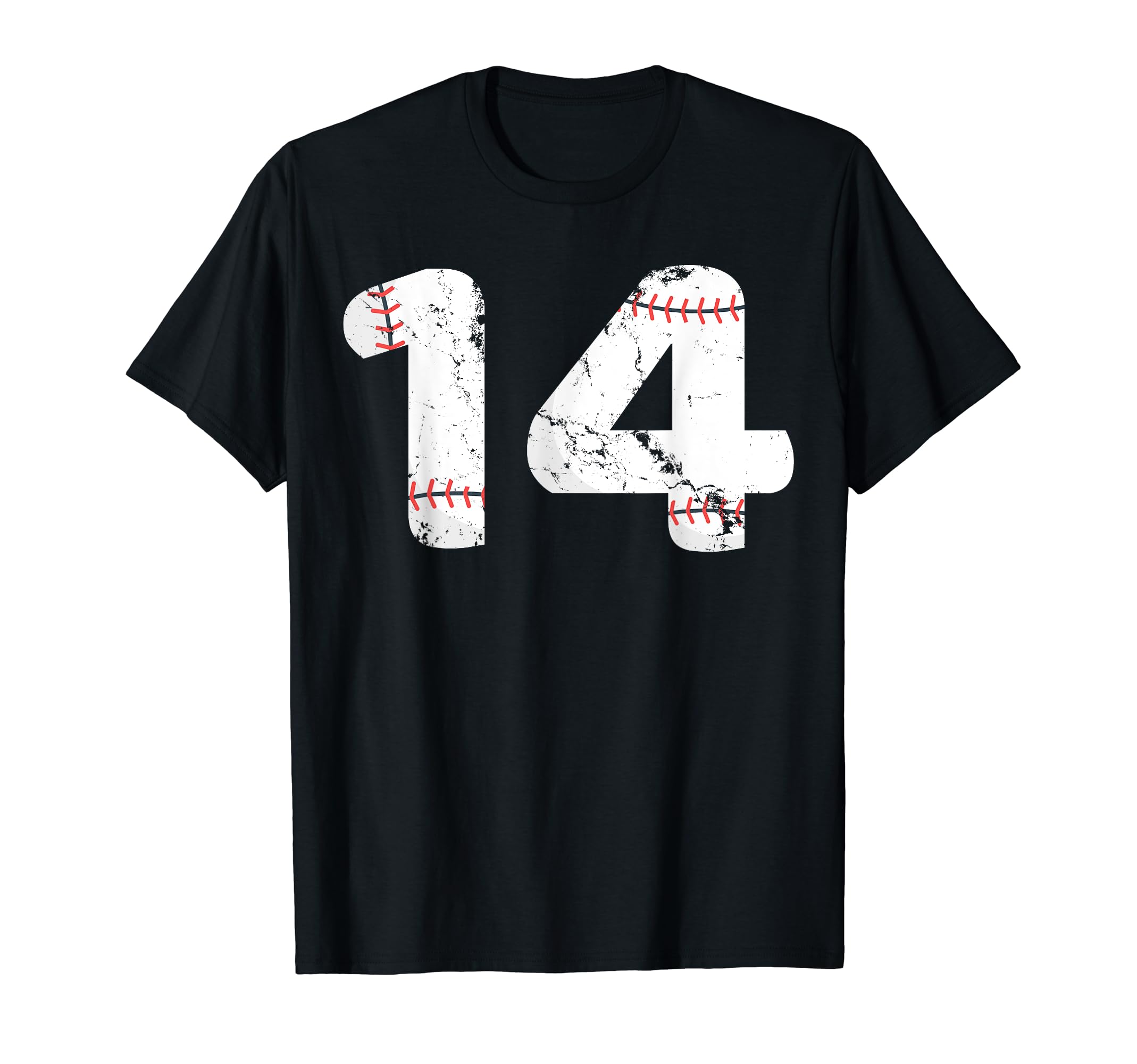 Number 14 Baseball Distressed Team T-Shirt - Minimalist Print Men Women - T-Shirt, Sweatshirt, Hoodie