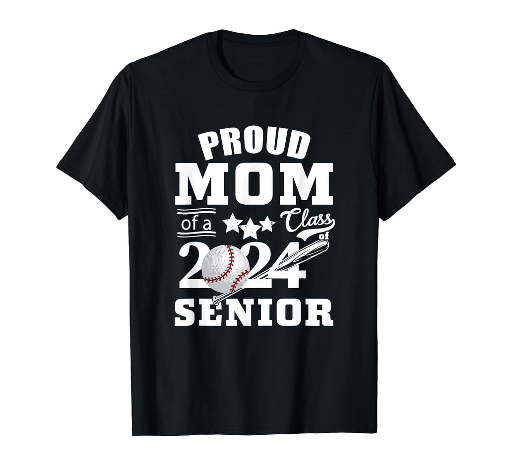 Proud Mom Baseball Senior 2024 Mom T-Shirt - Custom Art Print for Adults - T-Shirt, Sweatshirt, Hoodie