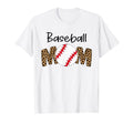 Baseball Mom Leopard Funny Softball T-Shirt - Unique Graphic Men Women - T-Shirt, Sweatshirt, Hoodie