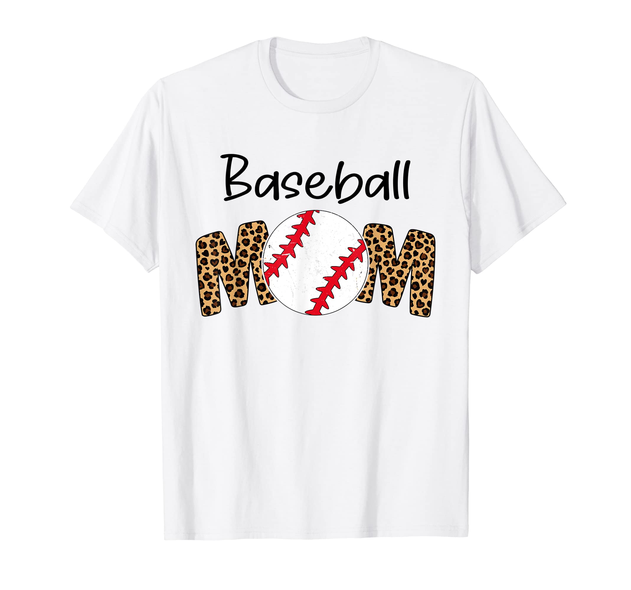Baseball Mom Leopard Funny Softball T-Shirt - Unique Graphic Men Women - T-Shirt, Sweatshirt, Hoodie