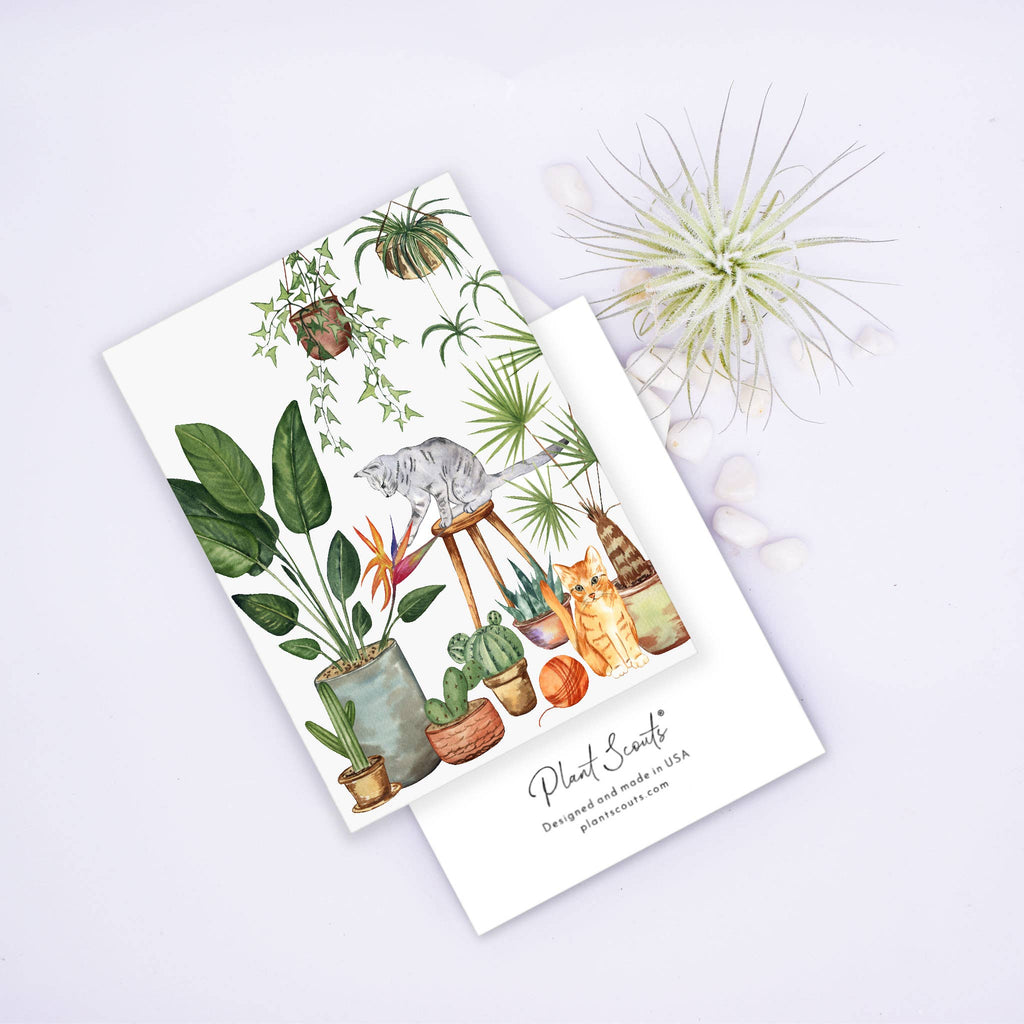 Plants and Cats Greeting Card - Adult & Kids T-Shirts, Sweatshirts & Hoodies apparel design preview 1