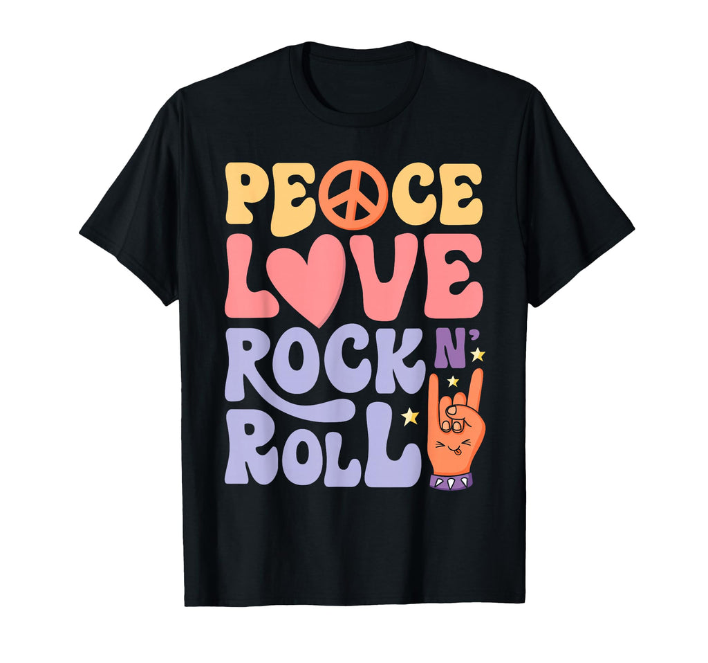 Hippie Peace Love Rock Roll 60S 70S T-Shirt - Unique Graphic Men Women - T-Shirt, Sweatshirt, Hoodie