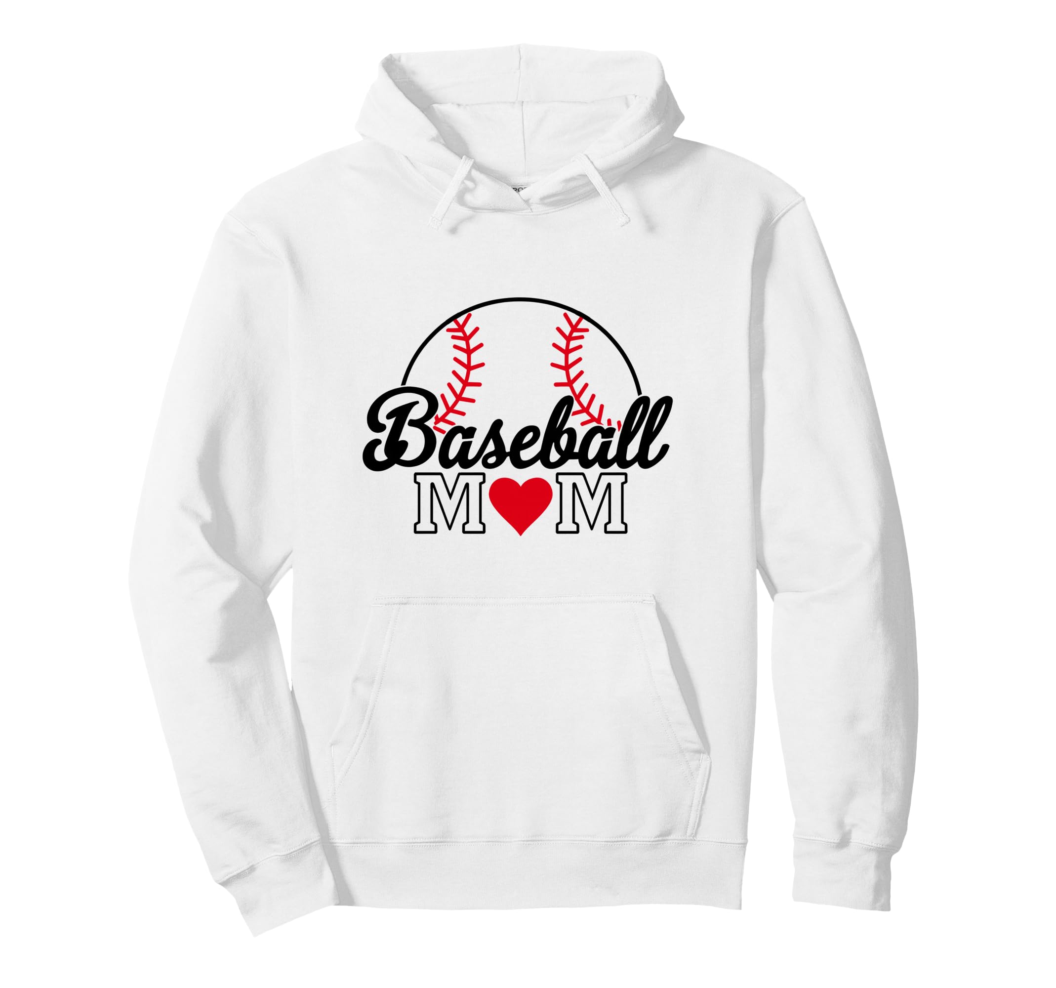 Baseball Mom Red Heart Mothers Day Hoodie - Fun Novelty Design Unisex - T-Shirt, Sweatshirt, Hoodie