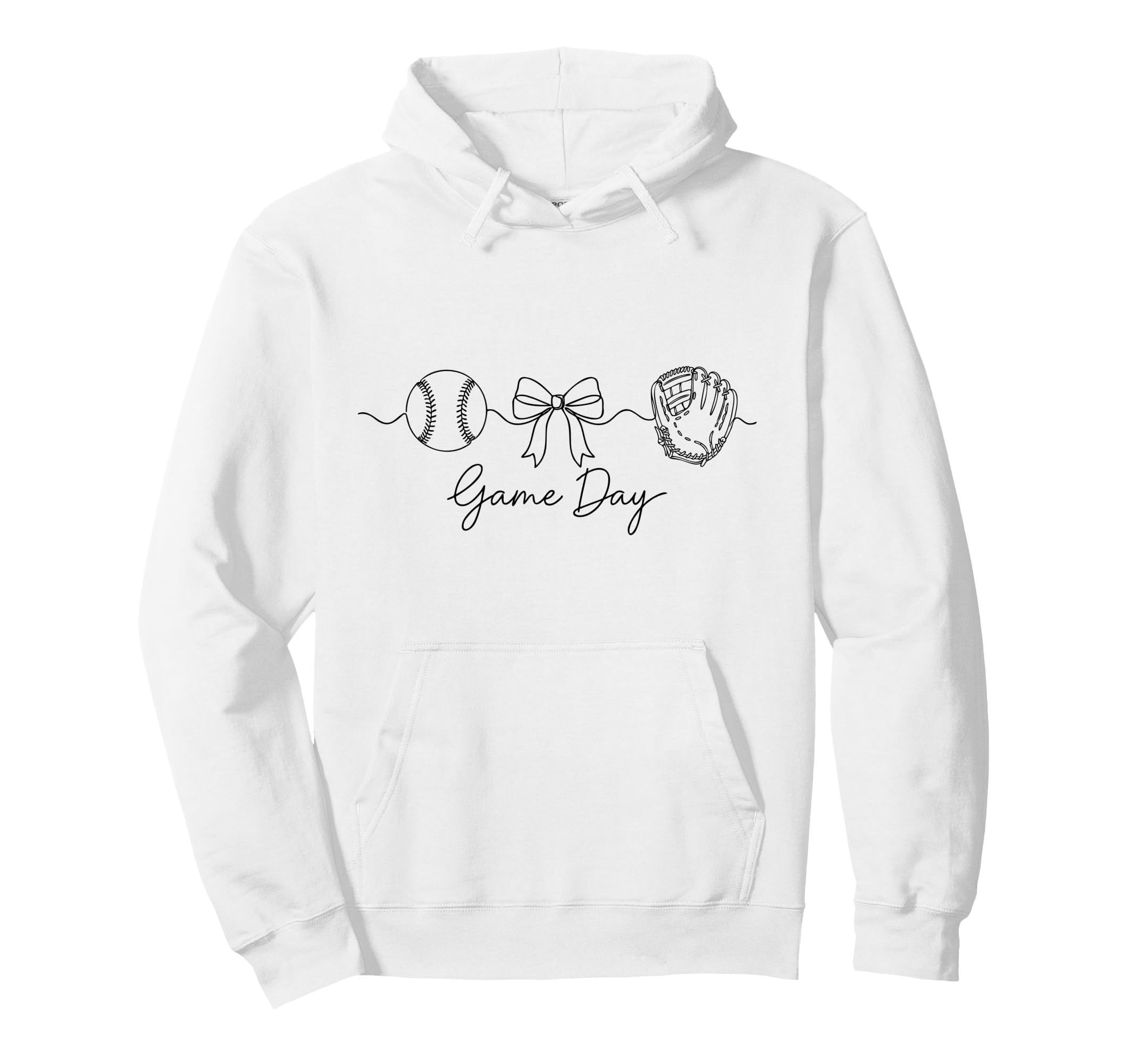 Game Day Baseball Mom Ball Bow Glove Hoodie - Minimalist Print Men Women - T-Shirt, Sweatshirt, Hoodie