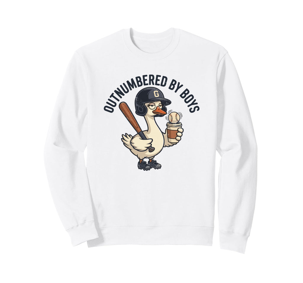 Outnumbered Mom Baseball Mom Sweatshirt - Custom Art Print for Adults - T-Shirt, Sweatshirt, Hoodie