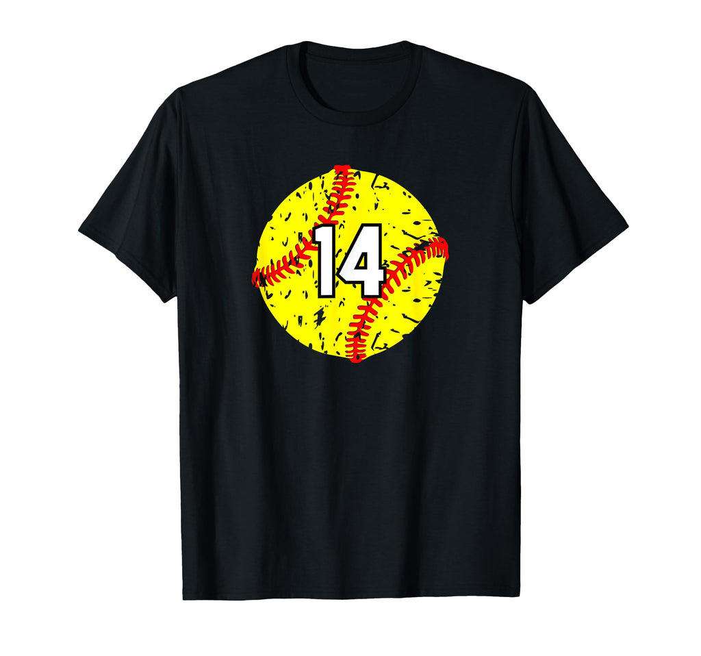 Softball 14 Sport Varsity Number T-Shirt - Aesthetic Graphic Unisex - T-Shirt, Sweatshirt, Hoodie