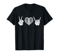 Peace Love Rock Roll Skeleton Hand T-Shirt - Graphic Print Unisex - T-Shirt, Sweatshirt, Hoodie