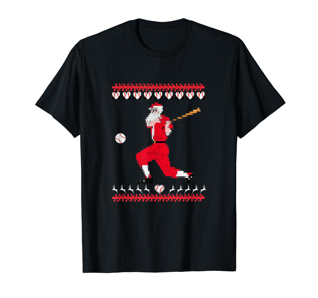 Baseball Pitcher Catcher Holiday Santa T-Shirt - Graphic Print for Adults - T-Shirt, Sweatshirt, Hoodie