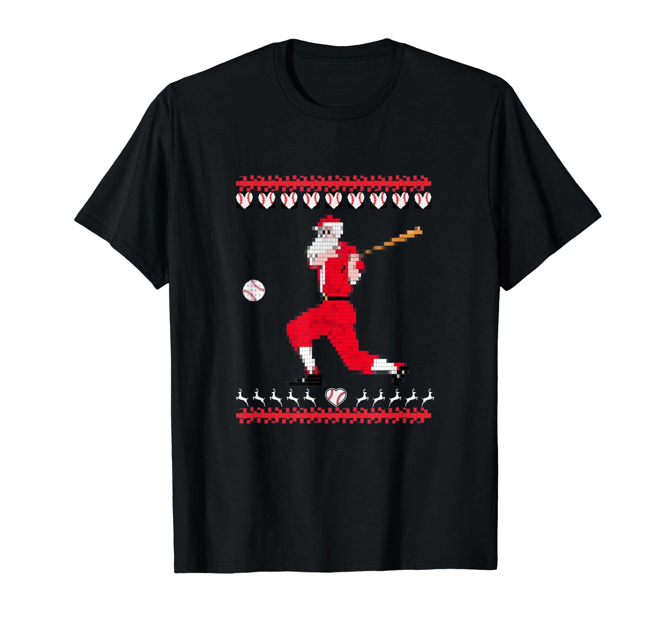 Baseball Pitcher Catcher Holiday Santa T-Shirt - Graphic Print for Adults - T-Shirt, Sweatshirt, Hoodie