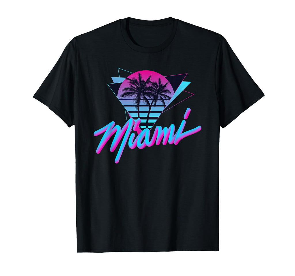 Miami Palm Trees Vaperwave Synthwave T-Shirt - Novelty Apparel for Adults - T-Shirt, Sweatshirt, Hoodie