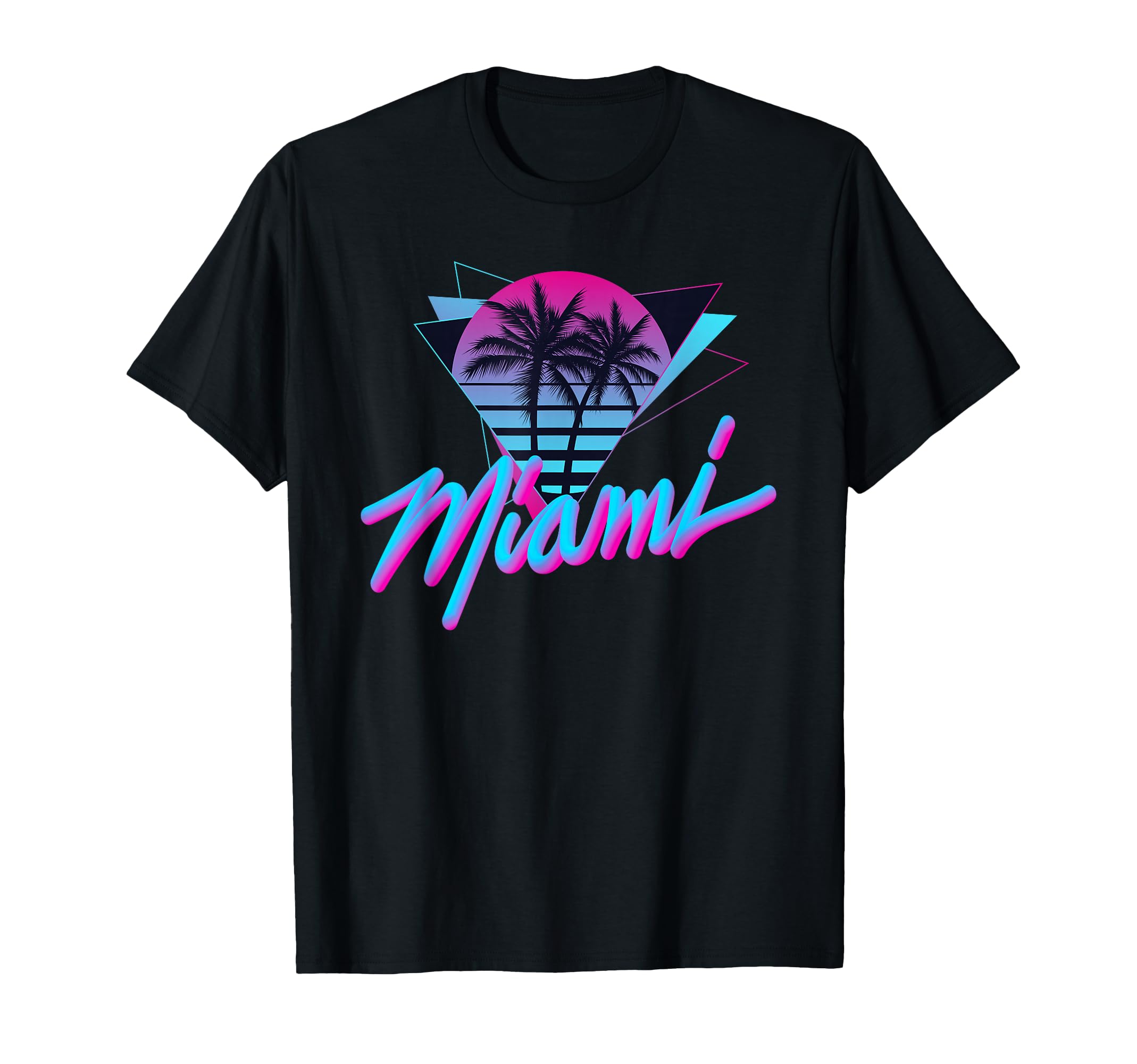 Miami Palm Trees Vaperwave Synthwave T-Shirt - Novelty Apparel for Adults - T-Shirt, Sweatshirt, Hoodie