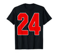 Red Number 24 Jersey Big 24 Uniform T-Shirt - Graphic Print for Adults - T-Shirt, Sweatshirt, Hoodie