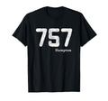 Distressed 757 Area Code Hampton T-Shirt - Fun Novelty Design for Adults - T-Shirt, Sweatshirt, Hoodie