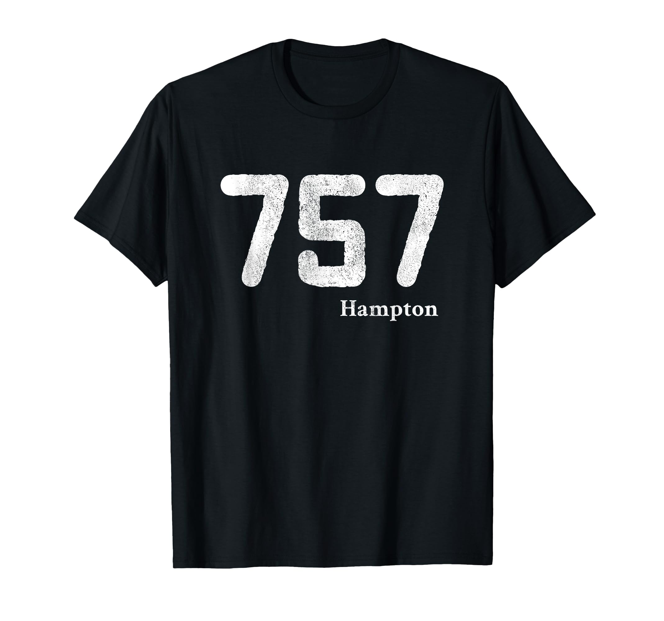 Distressed 757 Area Code Hampton T-Shirt - Fun Novelty Design for Adults - T-Shirt, Sweatshirt, Hoodie