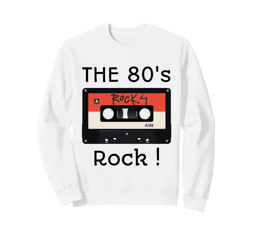 80S Rock Cassette Tape Black Sweatshirt - Minimalist Print for Adults - T-Shirt, Sweatshirt, Hoodie