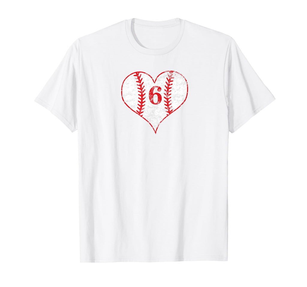 Love Baseball Mom 6 Baseball Heart T-Shirt - Fun Novelty Design for Adults - T-Shirt, Sweatshirt, Hoodie