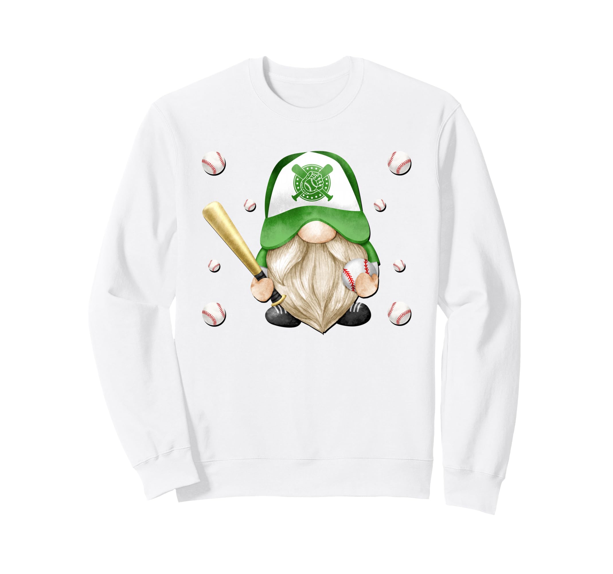 Green Baseball Sports Gnome And Sweatshirt - Custom Art Print Men Women - T-Shirt, Sweatshirt, Hoodie