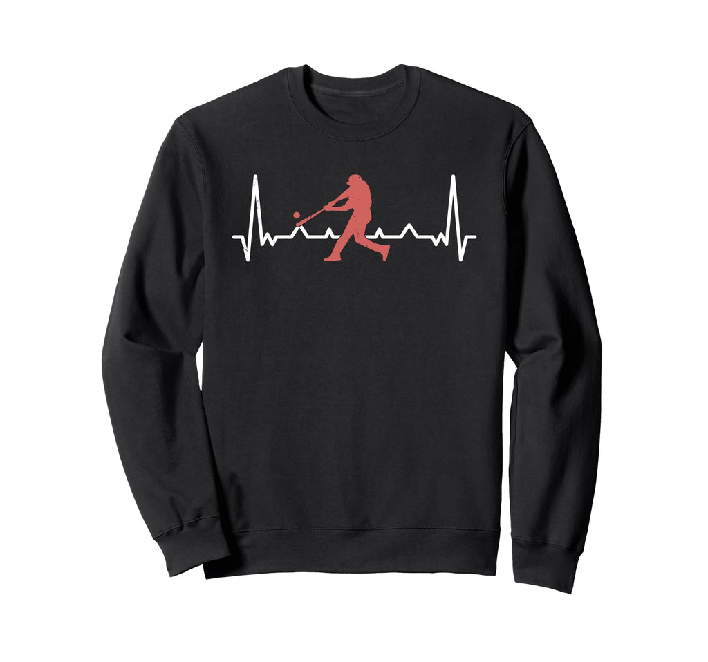 Funny Baseball Sport Heartbeat Line Sweatshirt - Trendy Graphic Unisex - T-Shirt, Sweatshirt, Hoodie