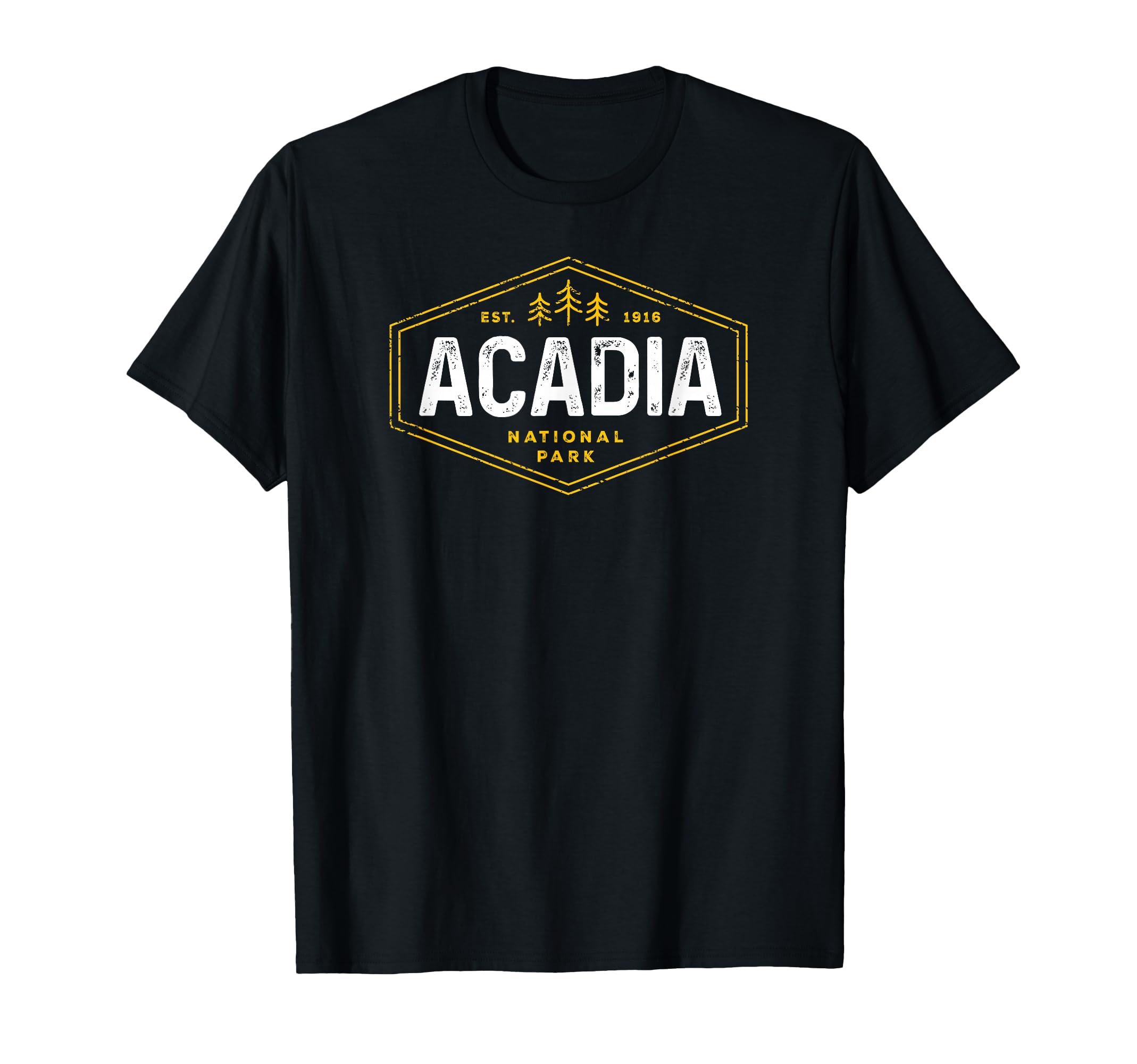 Acadia National Park Tree Hexagon Badge T-Shirt - Graphic Print Unisex - T-Shirt, Sweatshirt, Hoodie