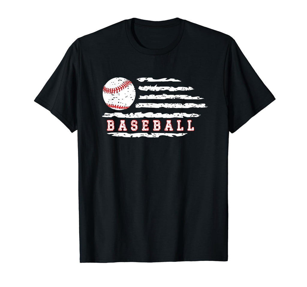 Baseball Us Flag Baseball Player Softball T-Shirt - Unique Graphic Unisex - T-Shirt, Sweatshirt, Hoodie