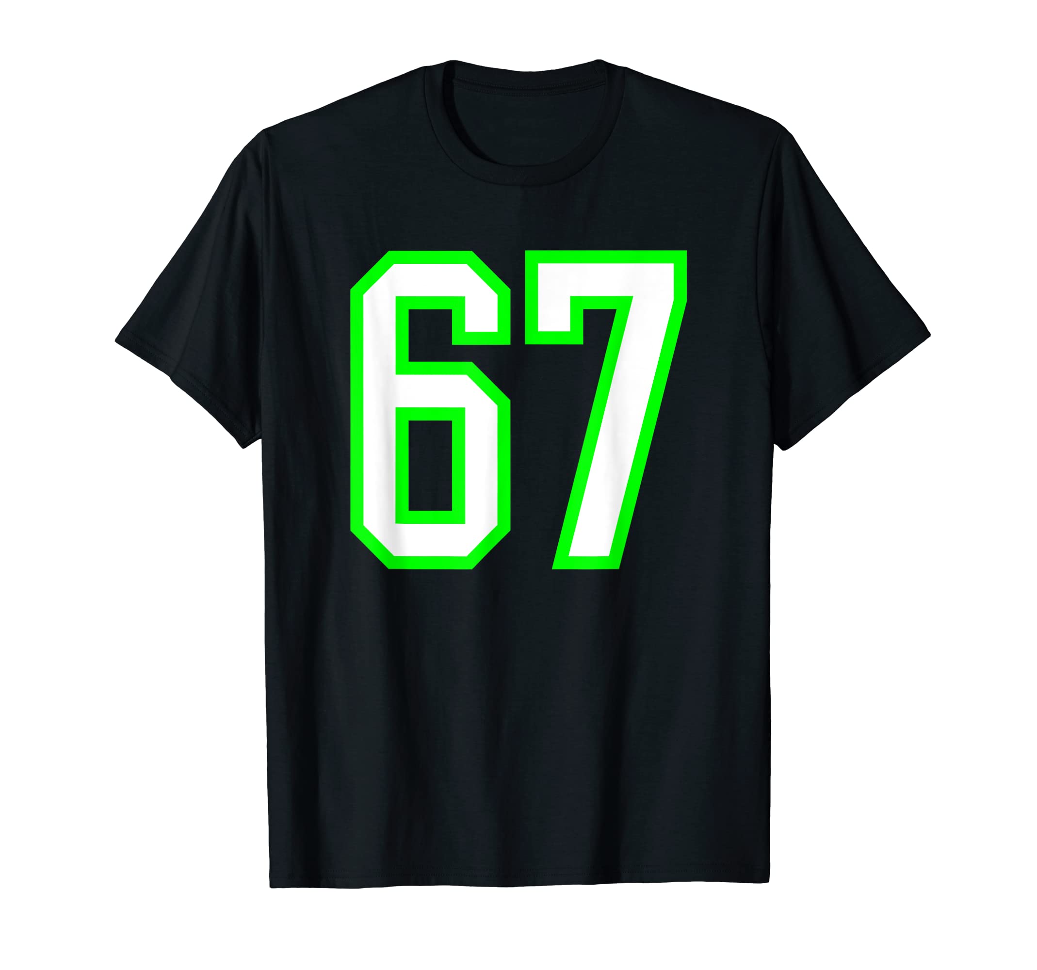 Sports Team Jersey 67 White Lime T-Shirt - Minimalist Print for Adults - T-Shirt, Sweatshirt, Hoodie