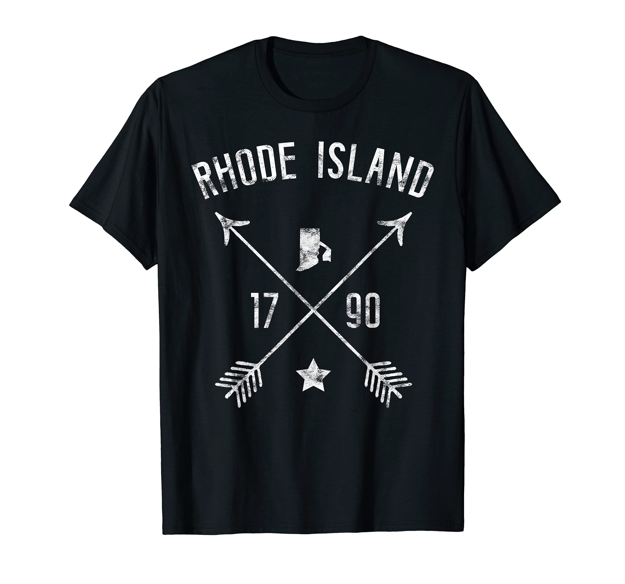 Rhode Island Home State Map Distressed T-Shirt - Novelty Apparel Unisex - T-Shirt, Sweatshirt, Hoodie