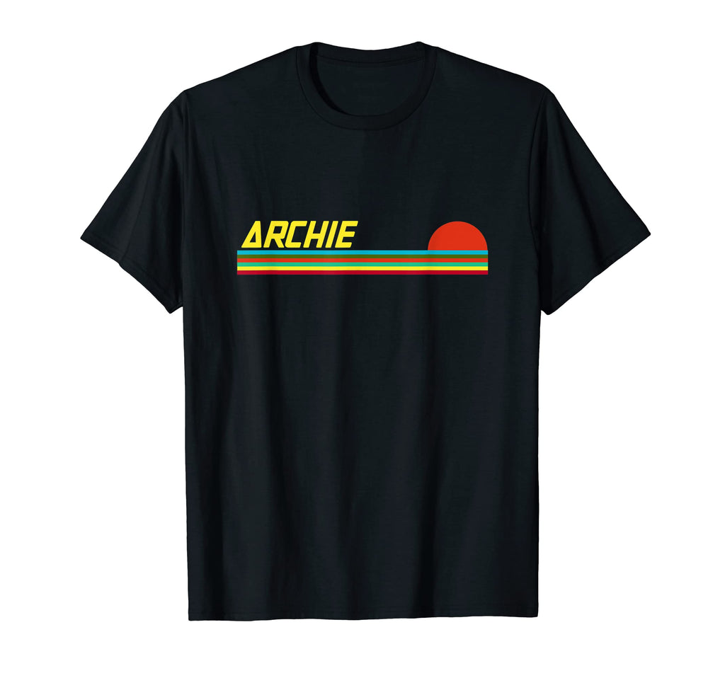 Archie First Name Logo Sunset Surfer Archie T-Shirt - Graphic Print Unisex - T-Shirt, Sweatshirt, Hoodie