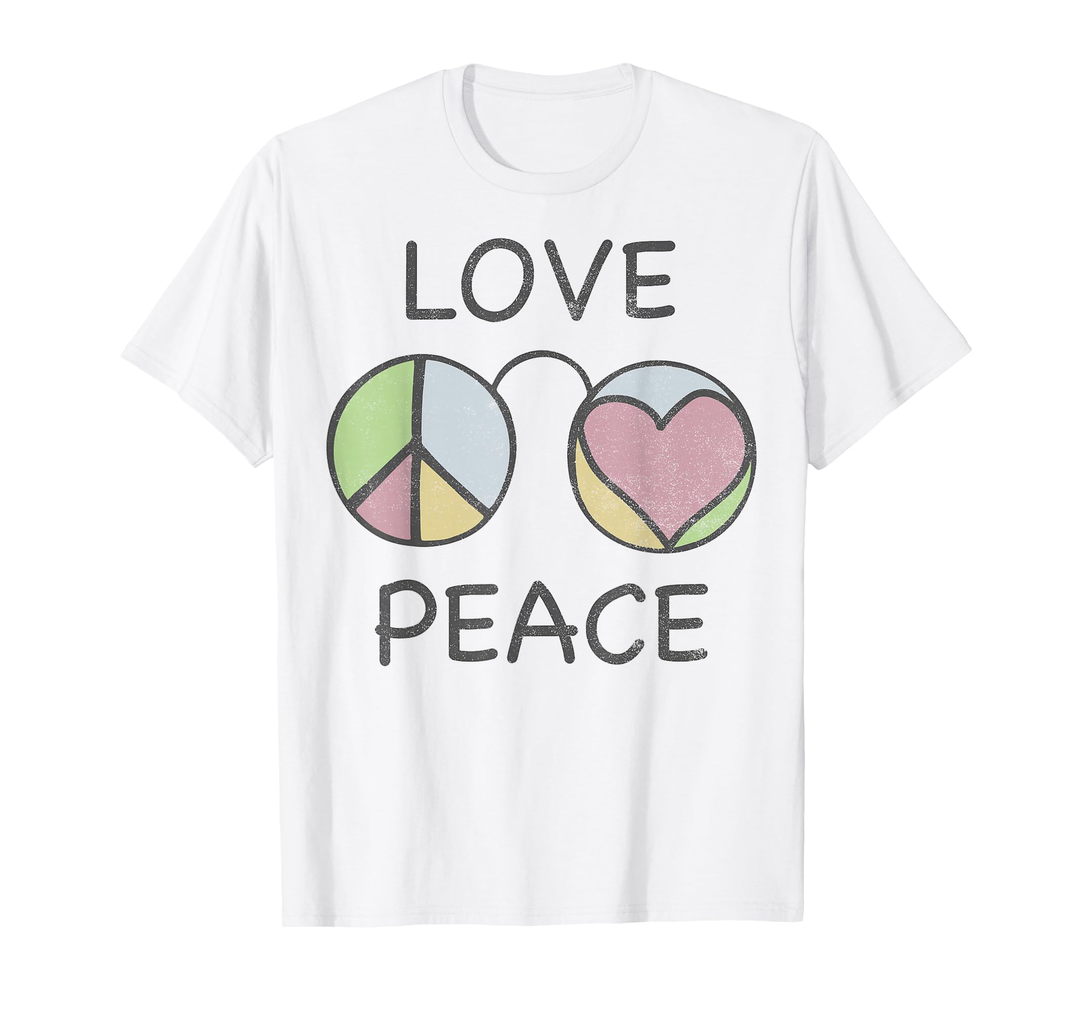 Trendy Peace And Love Glasses T-Shirt - Graphic Print for Adults - T-Shirt, Sweatshirt, Hoodie