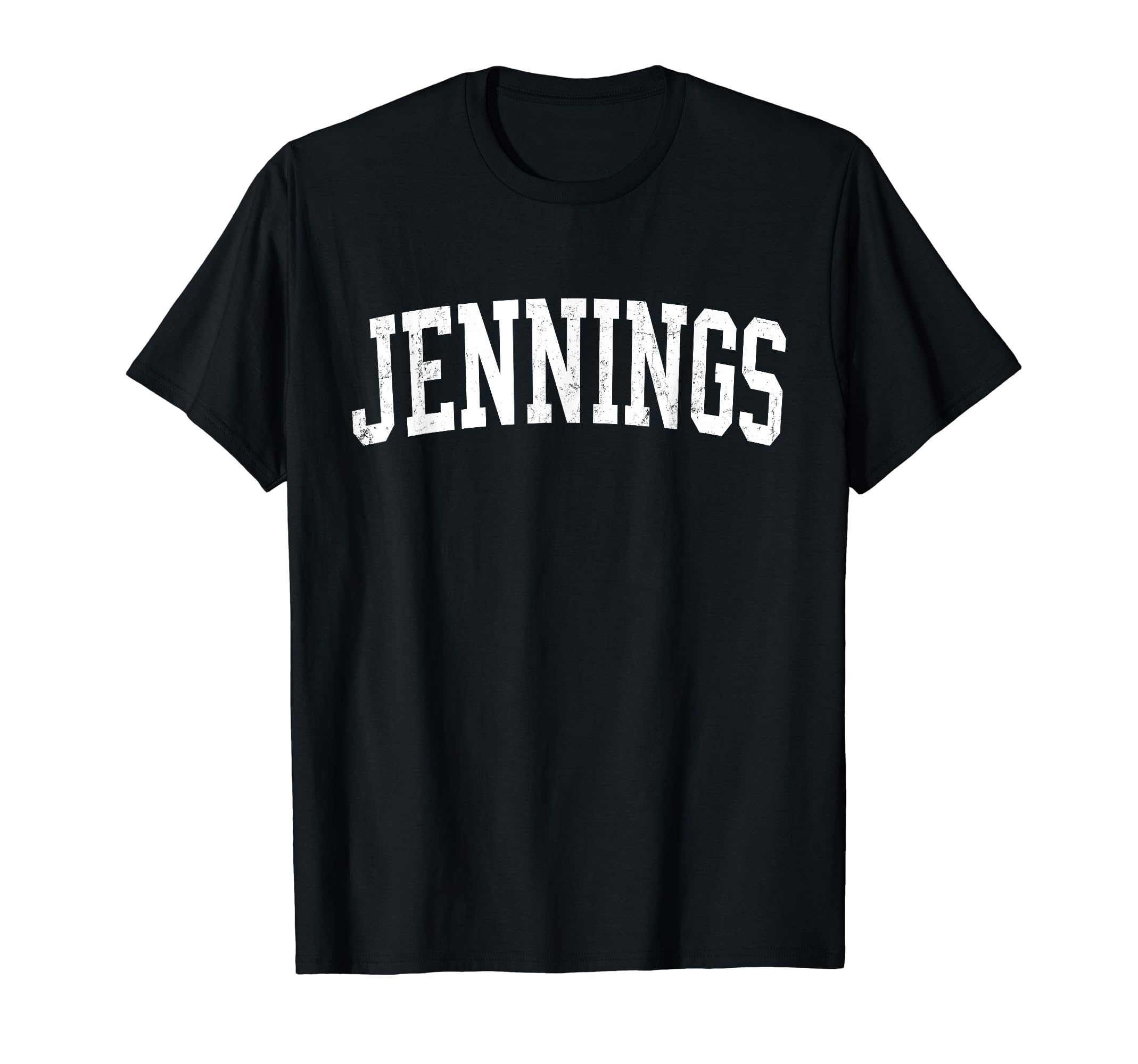 Jennings Mo Distressed White Varsity T-Shirt - Graphic Print for Adults - T-Shirt, Sweatshirt, Hoodie