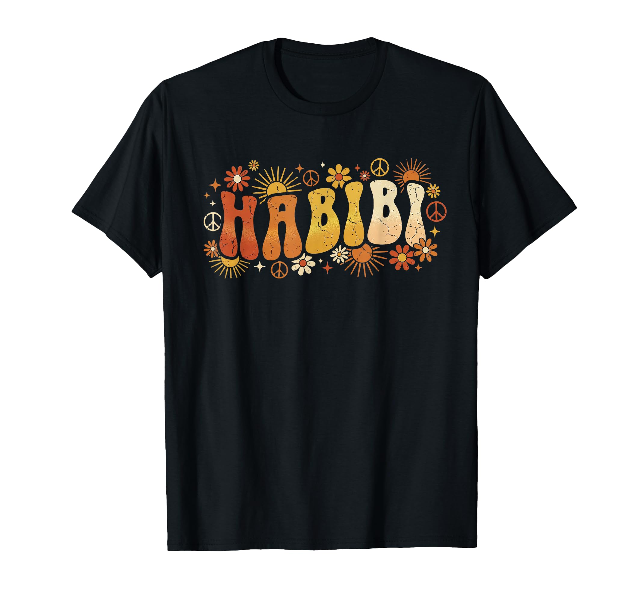 Habibi 70S Typography Flower Hippie T-Shirt - Custom Art Print for Adults - T-Shirt, Sweatshirt, Hoodie