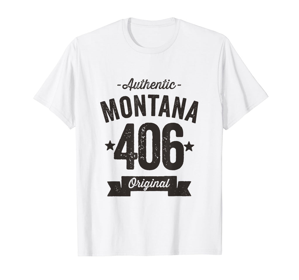 406 Montana Area Code Distressed T-Shirt - Fun Novelty Design for Adults - T-Shirt, Sweatshirt, Hoodie