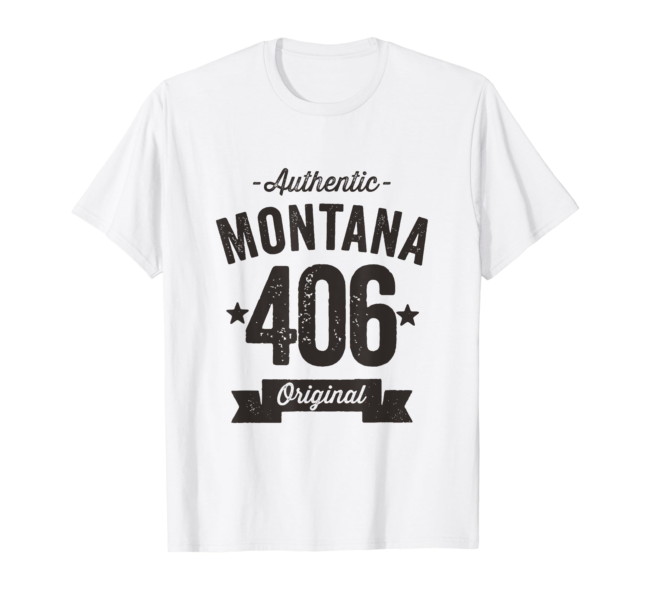 406 Montana Area Code Distressed T-Shirt - Fun Novelty Design for Adults - T-Shirt, Sweatshirt, Hoodie
