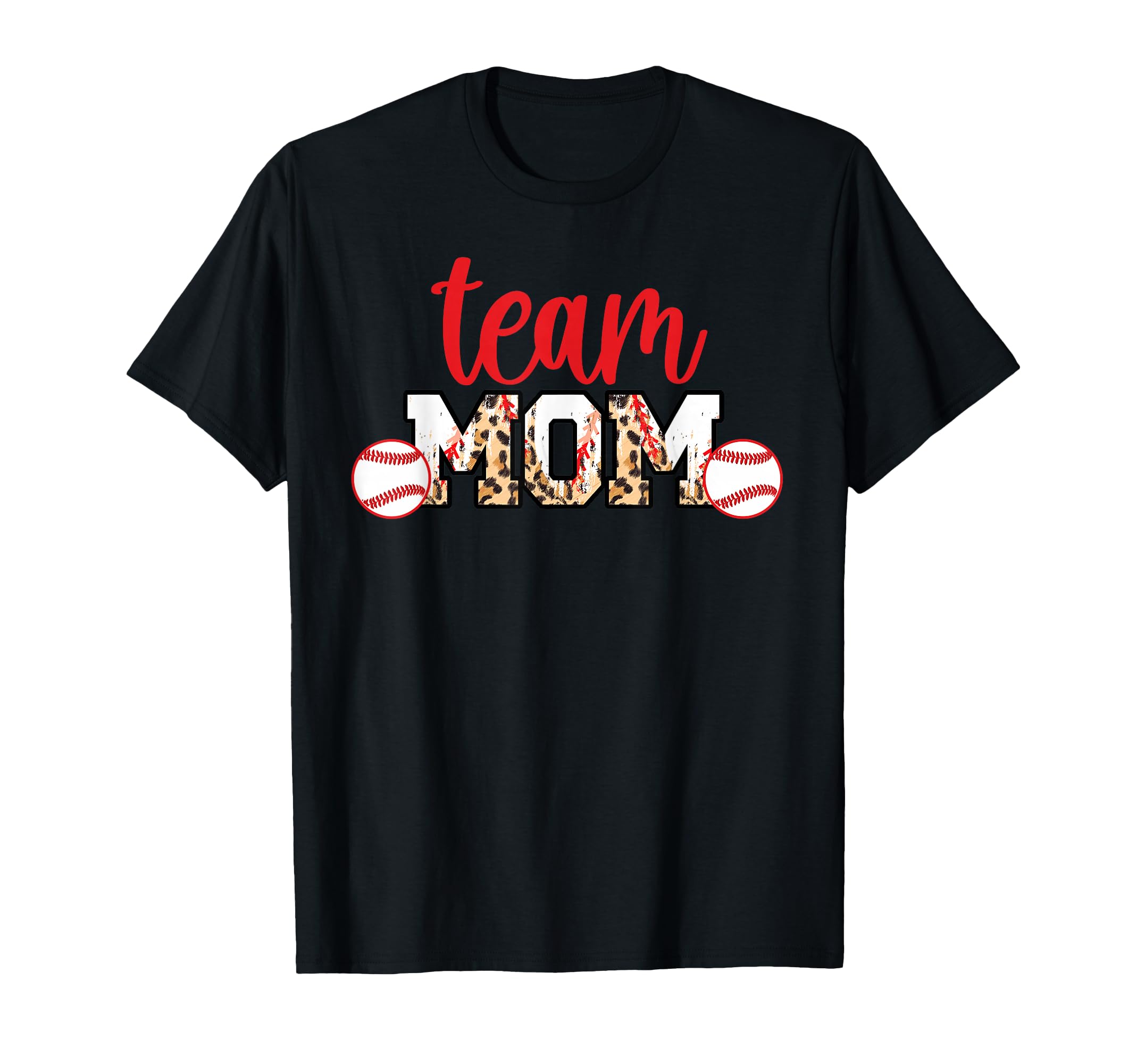 Team Mom Leopard Baseball Team Mom T-Shirt - Graphic Print for Adults - T-Shirt, Sweatshirt, Hoodie