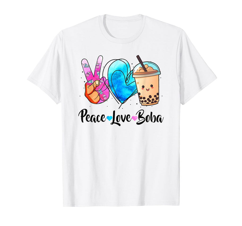 Peace Love Boba Bubble Tea Teen T-Shirt - Minimalist Print for Adults - T-Shirt, Sweatshirt, Hoodie