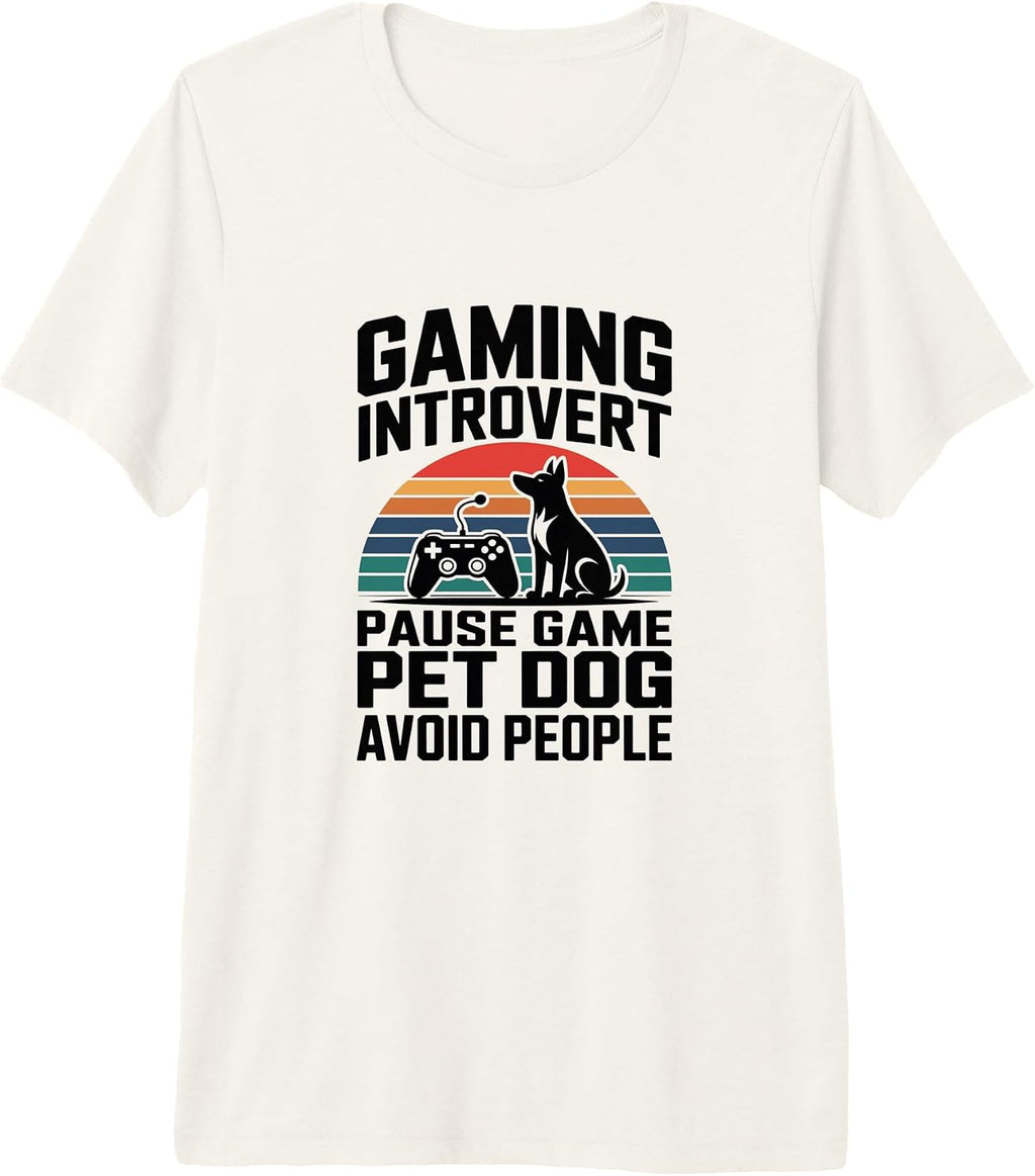 Dog Lover Introvert Gaming - Adult & Kids T-Shirts, Sweatshirts & Hoodies apparel design preview 1