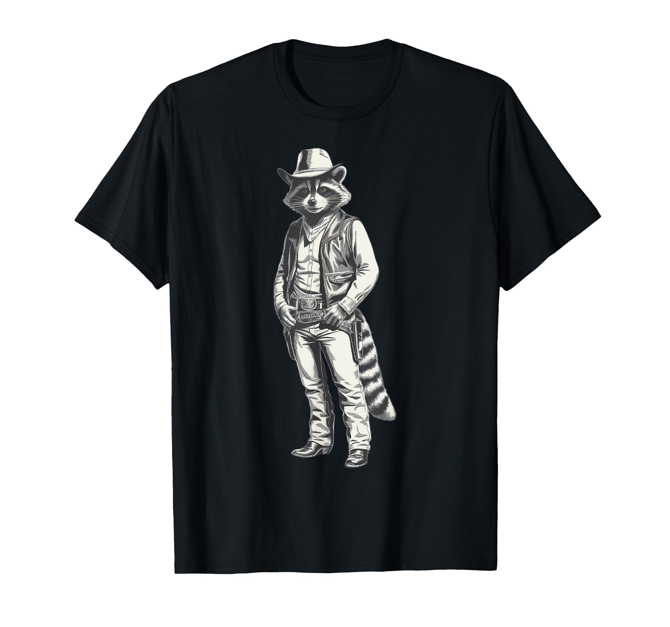 Howdy Cowboy Raccoon Western Charm T-Shirt - Trendy Graphic Unisex - T-Shirt, Sweatshirt, Hoodie