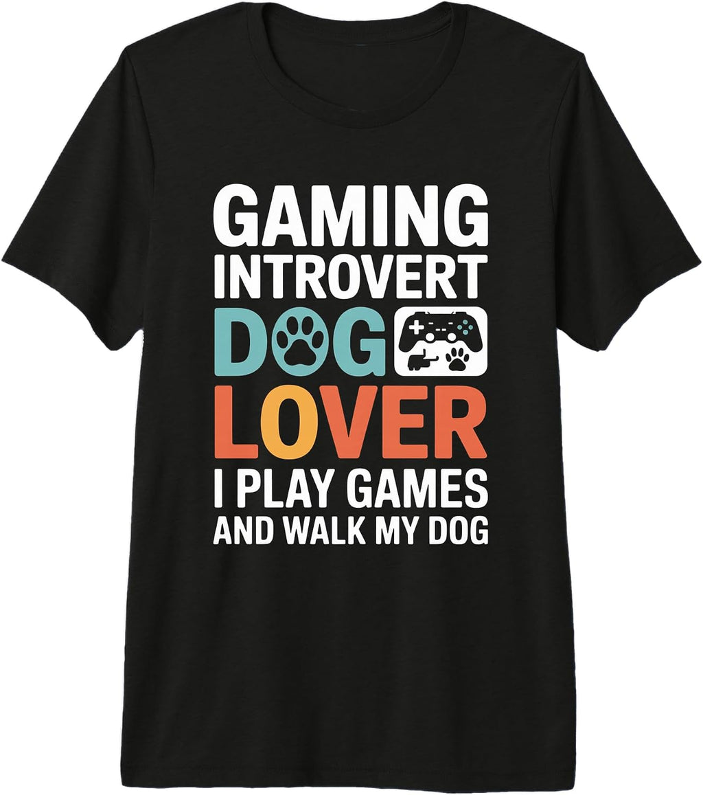 Introvert Dog Lover Gamer - Adult & Kids T-Shirts, Sweatshirts & Hoodies apparel design preview 1