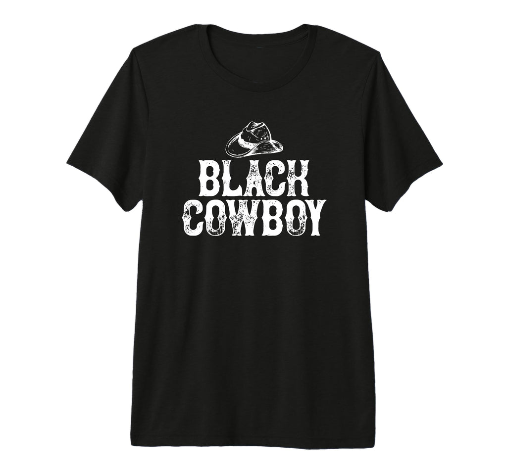 Black Cowboy Gift Tri Blend T-Shirt - Minimalist Print Men Women - T-Shirt, Sweatshirt, Hoodie