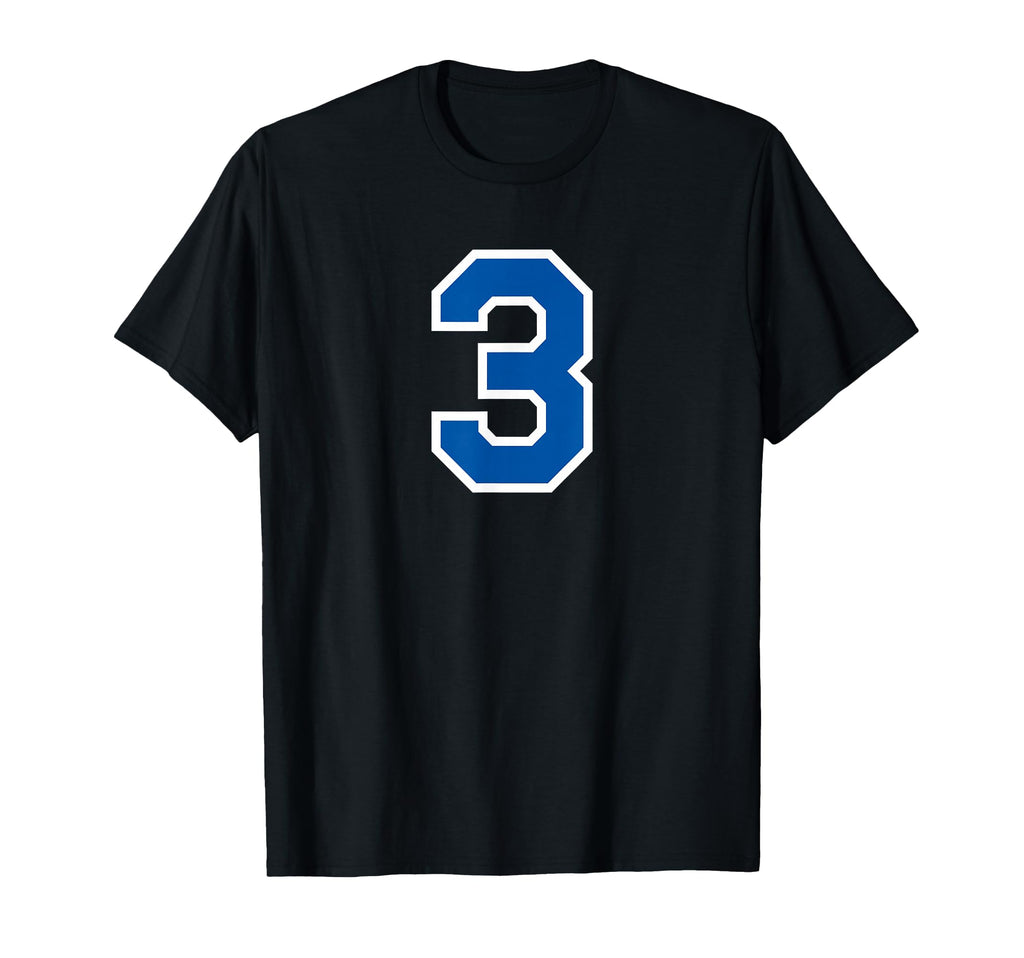 White Blue Sports Team Number 3 T-Shirt - Graphic Print Unisex - T-Shirt, Sweatshirt, Hoodie