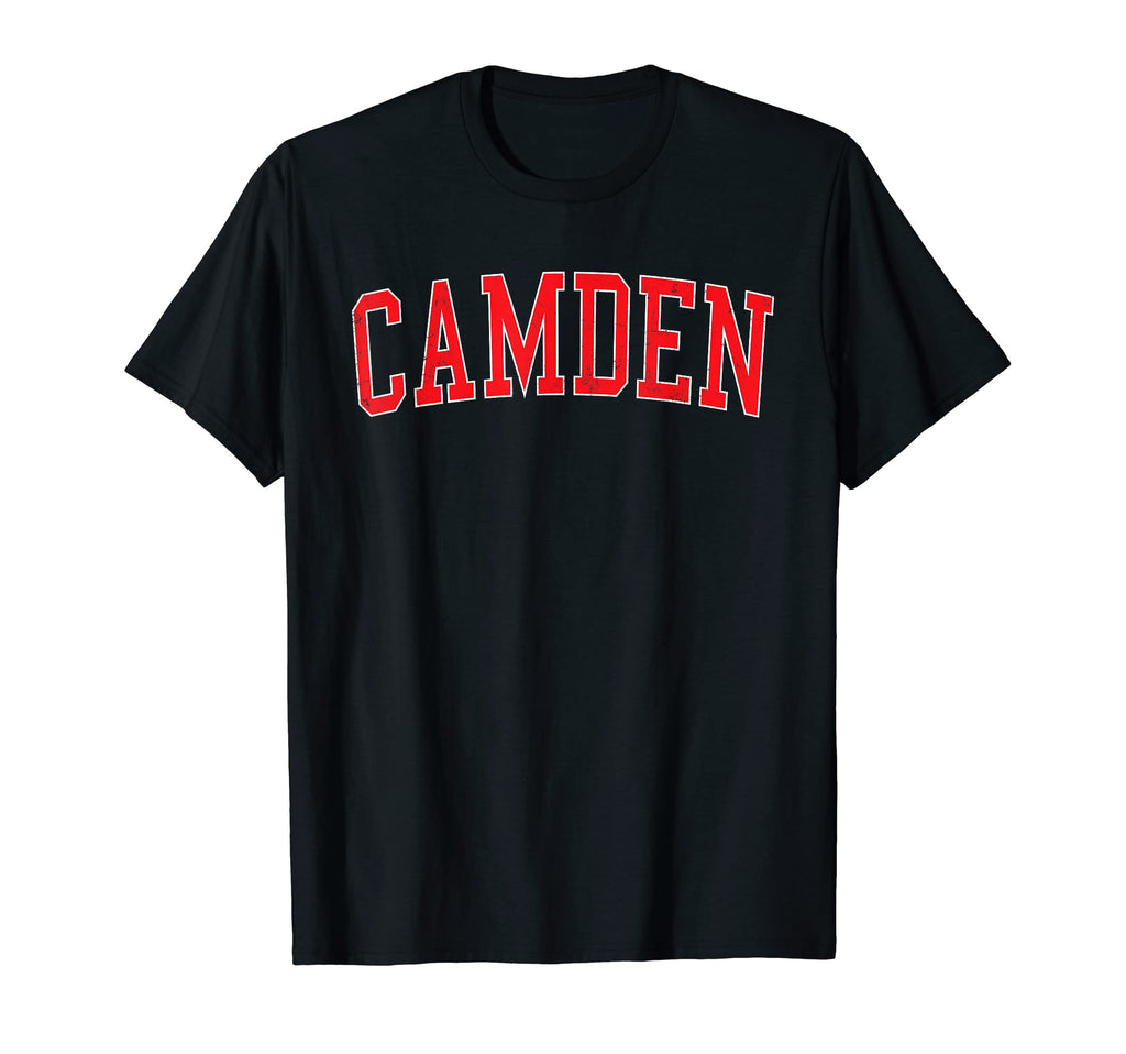 Camden Nj Varsity Red Text T-Shirt - Casual Everyday Wear for Adults - T-Shirt, Sweatshirt, Hoodie